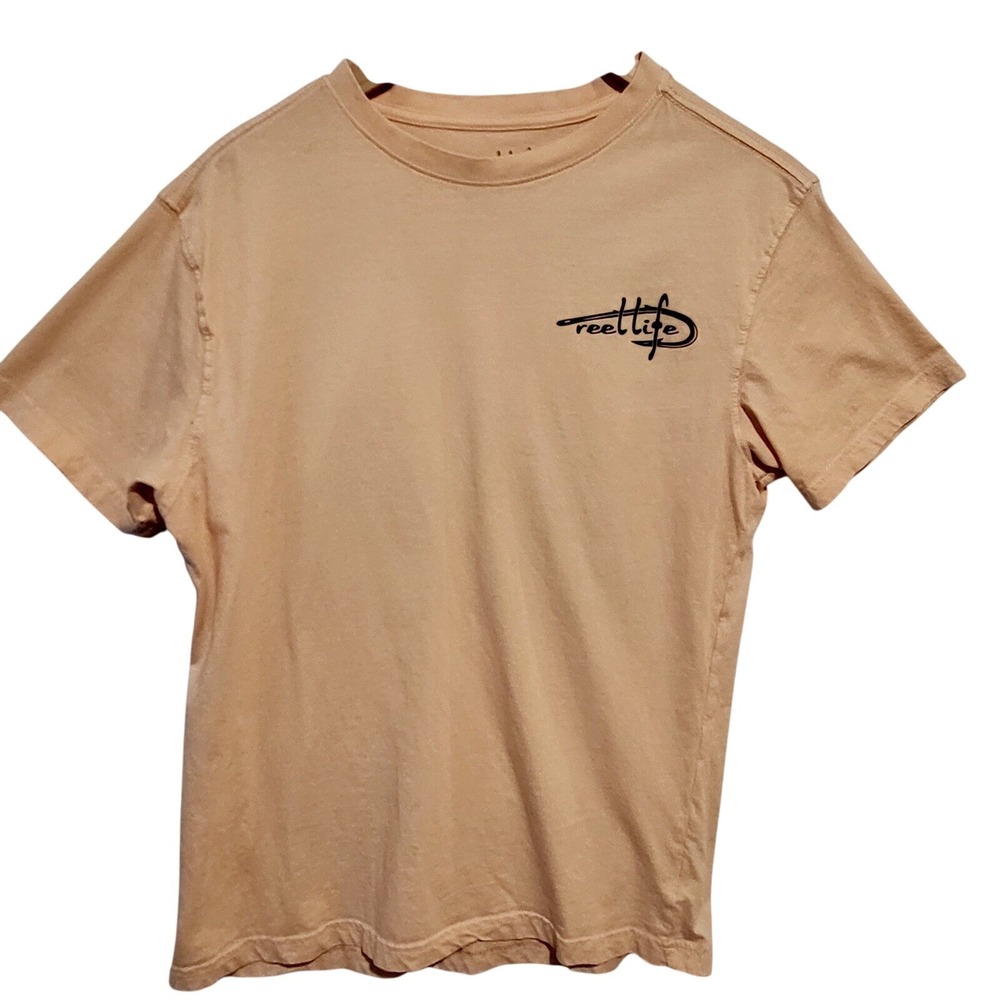 REEL LIFE Short Sleeve T-shirt Apricot Wash Size M 100% Cotton‎